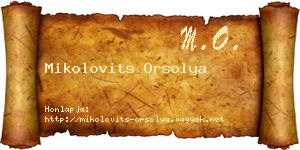 Mikolovits Orsolya névjegykártya